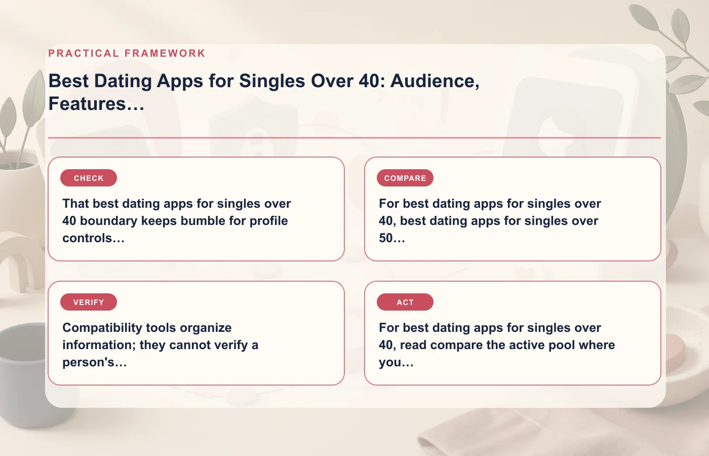 Best Dating Apps for Singles Over 40: Audience, Features, and Safety: practical framework for That best dating apps for singles over 40 boundary keeps bumble for profile controls…